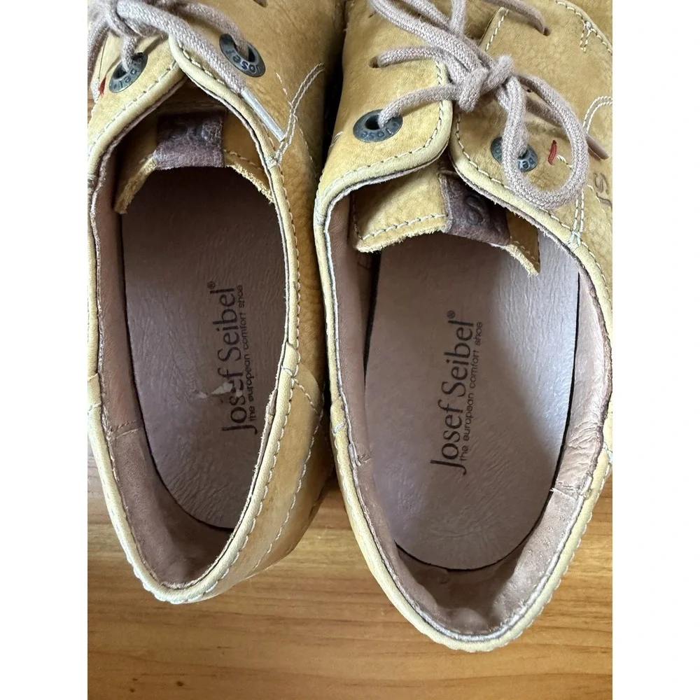 Josef Seibel Shoes Leather Comfort Lace Up Walking Shoes Germany Fergey 40 Tan
